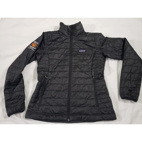Patagonia NanoPuff Black Full Zip Puffer Jacket Womens Small Embroidered Titos - Picture 1 of 13